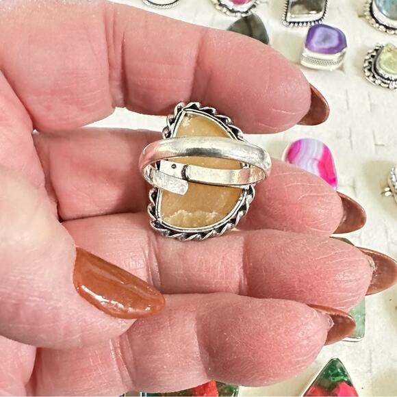 💕 Aventurine quartz yellow gemstone silver overlay stamped 925 adjustable - Picture 2 of 4